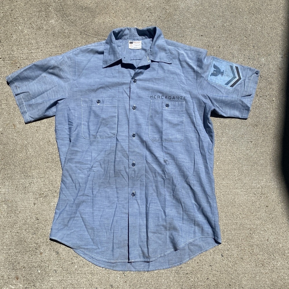 Sears Chambray Shirt US NAVY Vietnam War USN Stencil Named 70s